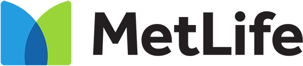 Logo of MetLife with a blue and green stylized 'M' and bold black text 'MetLife'.