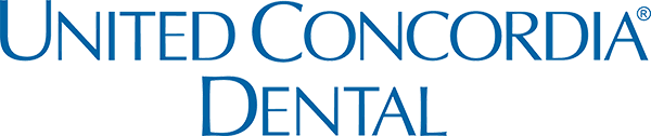 Logo for United Concordia Dental in blue uppercase letters with a registered trademark symbol.