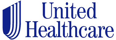 UnitedHealthcare logo featuring a stylized 'U' in shades of blue and gray, alongside the text 'UnitedHealthcare' in a dark blue serif font with a registered trademark symbol.